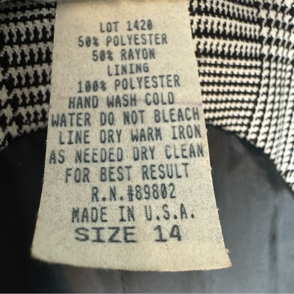 M.J. Carroll Vintage 90s Plaid Micro Houndstooth Gray Overall Jumper Dress Sz 14 - Picture 8 of 8